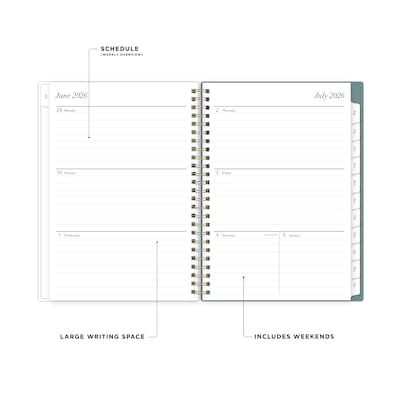 2026-2027 Blue Sky Vineyard 6 x 8 Academic Year Weekly & Monthly Planner, Plastic Cover, Green/Pink (157560)