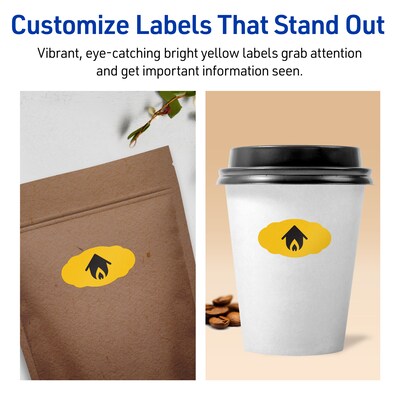 Avery Oval Scalloped Laser/Inkjet Multipurpose Labels, 1-1/8" x 2-1/4", Bright Yellow (210/Pack)