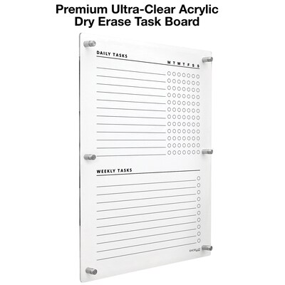 Excello Brands Acrylic Dry-Erase Planning Board, 20" x 30", Black Print (ACRYLBRD-TSK20X30-BLK)