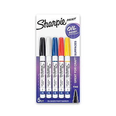 Sharpie Oil-Based Paint Markers, Fine Tip, Assorted, 5/Pack (37371)