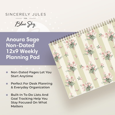 Blue Sky Sincerely Jules 12" x 9" Undated Planner, Sage (164255)