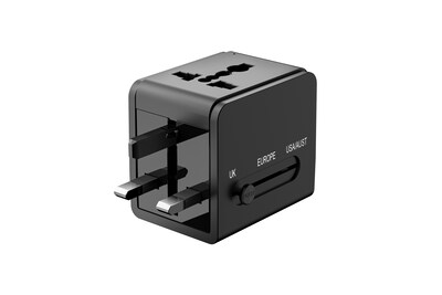 LAX International Travel Adapter with 1x USB-C 3.1A 5V and 1 USB-A, Black (INTADP6A)