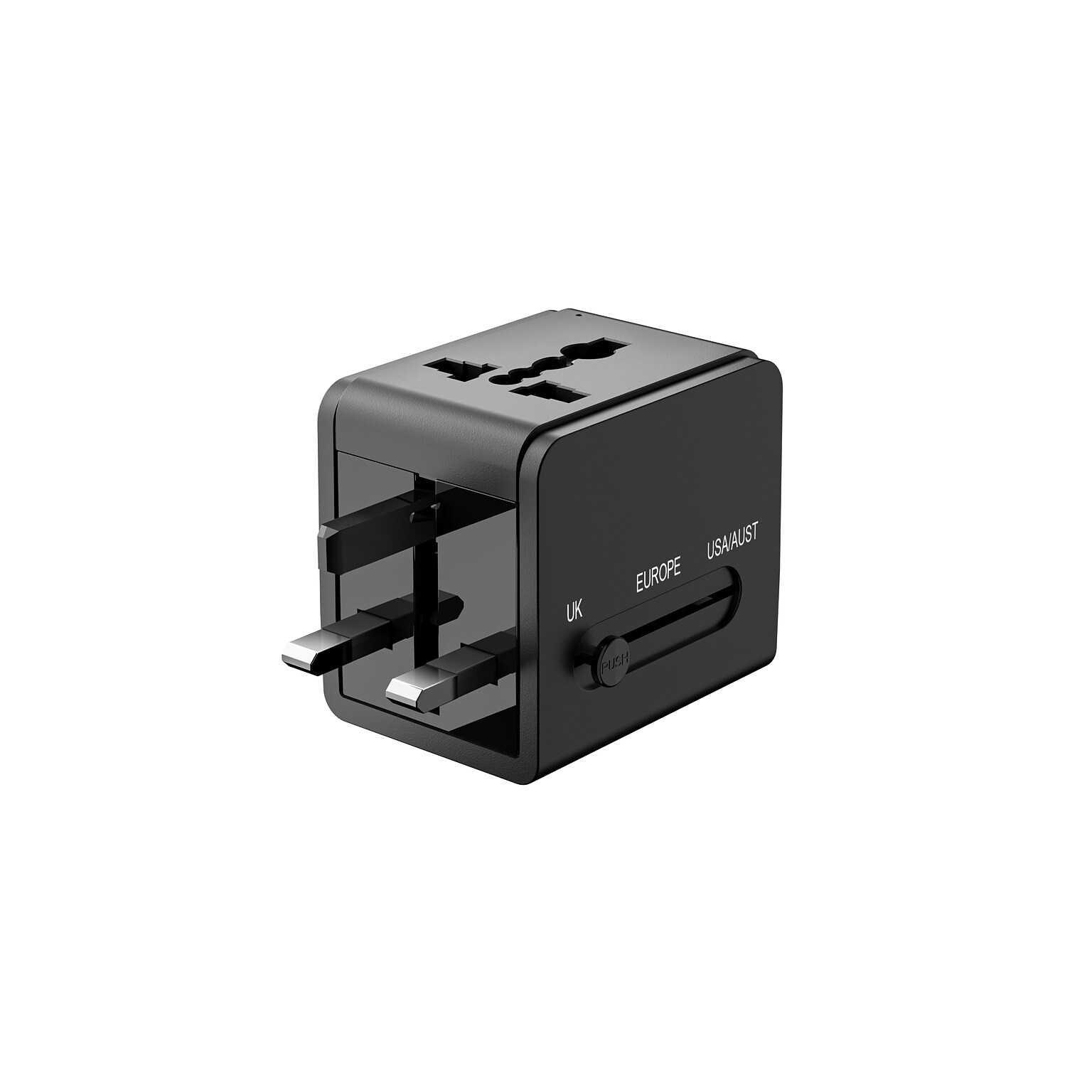 LAX International Travel Adapter with 1x USB-C 3.1A 5V and 1 USB-A, Black (INTADP6A)