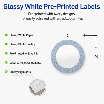 Avery Laser/Inkjet Circle Multipurpose Labels, 2 Dia., White, 120/Pack (S00-F8M)