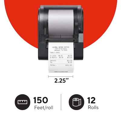 Staples Bond Cash Register/POS Rolls,  2 1/4 x 150, 12/Pack (18301-CC)