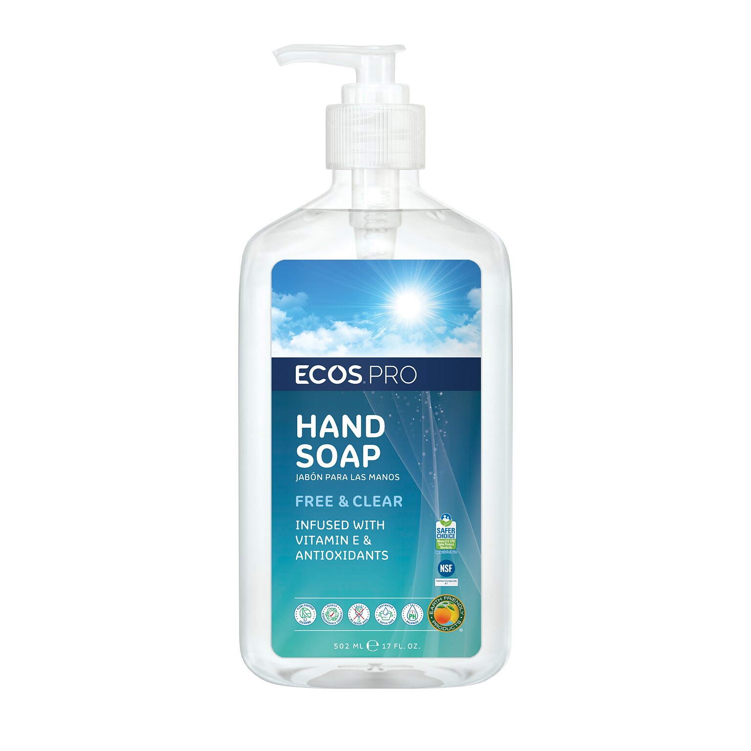 ECOS PRO Liquid Hand Soap, Free & Clear Scent, 17 Oz. (PL9663/6)