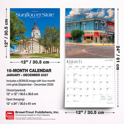 2027 BrownTrout Kansas Places 12" x 12" Monthly Wall Calendar (9798330714537)