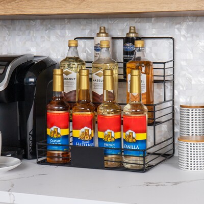 Mind Reader Alloy Collection 15.5H Bottle Holder, Wire 9 Bottle Organizer, Black (IRSYR12-BLK)