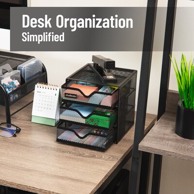 Mind Reader 3-Drawer Desktop Storage Organizer, Black (MINMESH3-BLK)