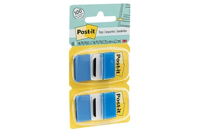 Post-it® Flags Value Pack, 1" x 1.7", Blue, 50 Flags/Dispenser, 12 Dispensers/Box (680-BE12)