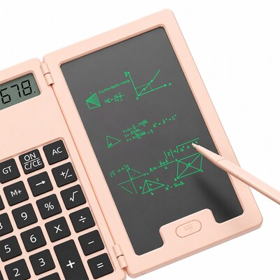 SaharaCase Scientific Calculator with 5-Inch LCD Writing Tablet, 12-Digit Foldable Calculator, Pink, (KB79)