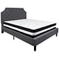 Flash Furniture Brighton Tufted Upholstered Platform Bed in Dark Gray Fabric with Pocket Spring Mattress, Queen (SLBM15)