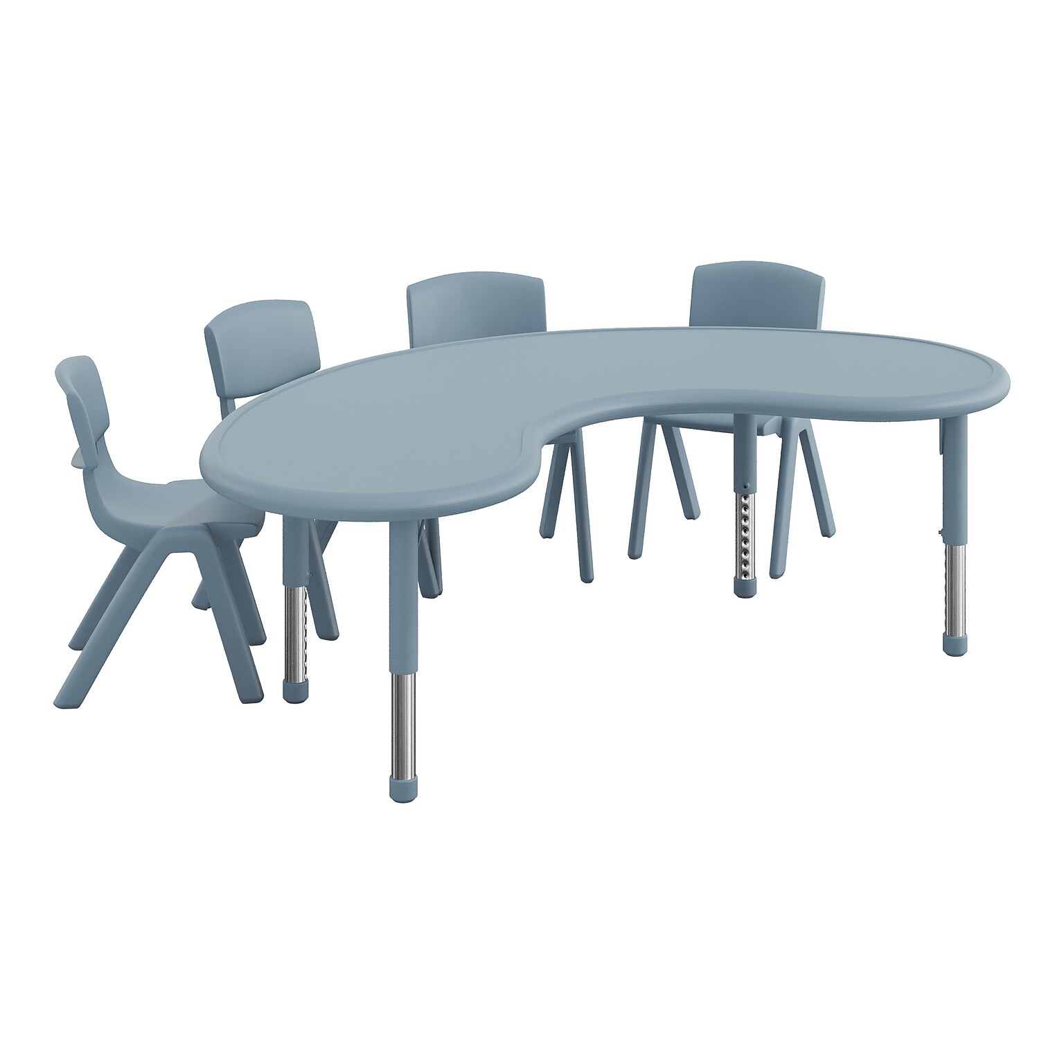 Flash Furniture Emmy Half Moon Activity Table Set, 65 x 35, Height Adjustable, Dusty Blue (YCX42MOONTBDTBE)