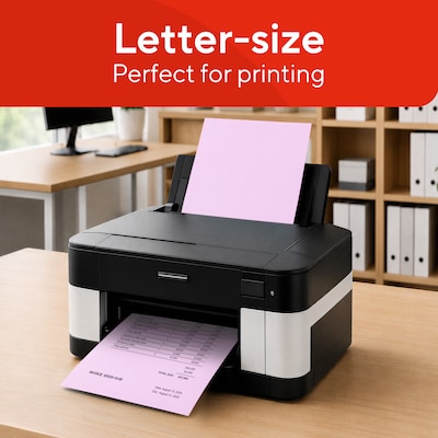 Staples Pastel 30% Recycled Color Copy Paper, 20 lbs., 8.5" x 11", Pink, 500/Ream (14779)