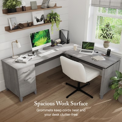 Bush Furniture Somerset 72"W 3 Position Sit to Stand L Shaped Desk, Platinum Gray (SET014PG)