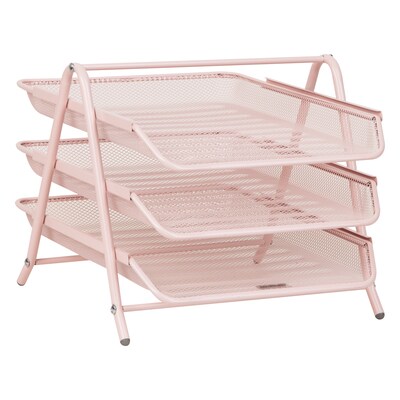 Mind Reader Metal Front Loading Letter Tray, Pink (3TPAPER-PNK)