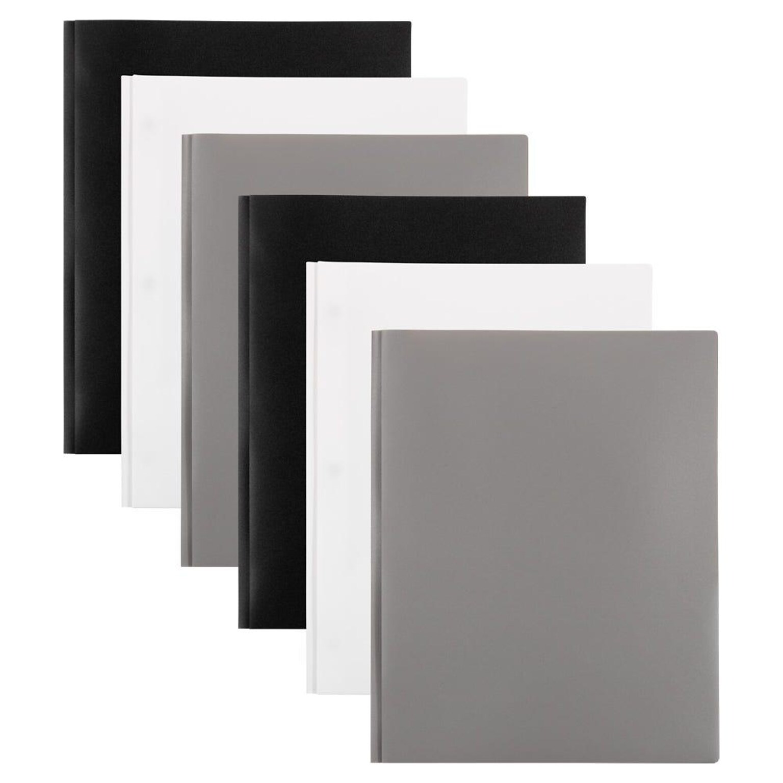 JAM Paper Plastic Two-Pocket School Folders, Assorted Business Colors, 6/Pack (382ECBAasst)