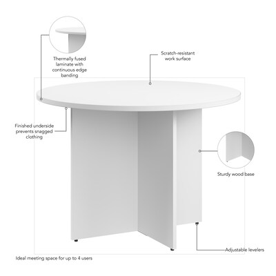 Bush Business Furniture 42W Round Conference Table with Wood Base, White (99TB42RWH)