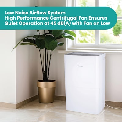 Hisense 50-Pint Dehumidifier, 3-Speed, Covers up to 4500 sq. ft., White (ADH50K26)