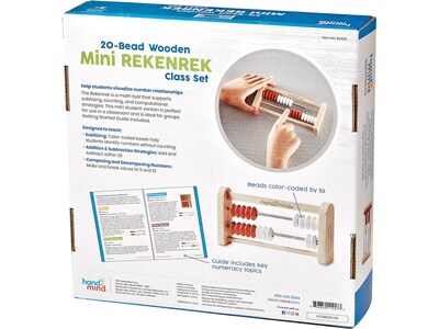 hand2mind Mini 20-bead Rekenrek, White/Red, 25/Set (93429)