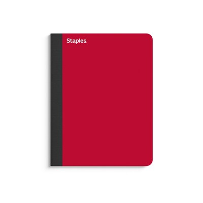 Staples® Premium Composition Notebooks, 7.5 x 9.75, College Ruled, 100 Sheets, Red (TR58344M CC)