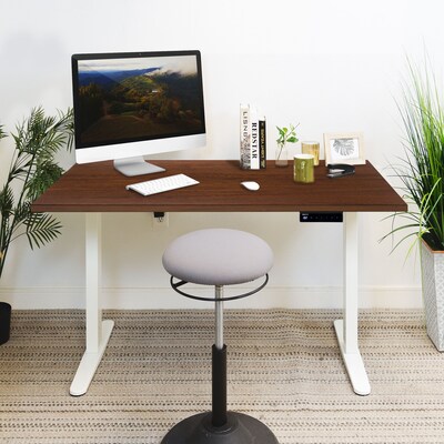 Mount-It! 55"W Electric Adjustable Standing Desk, Brown/White (MI-18062)