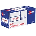 Avery Pin Fed Continuous Form Computer Labels, 4 x 1-7/16, White, 1 Label Across, 4 3/4 Carrier,