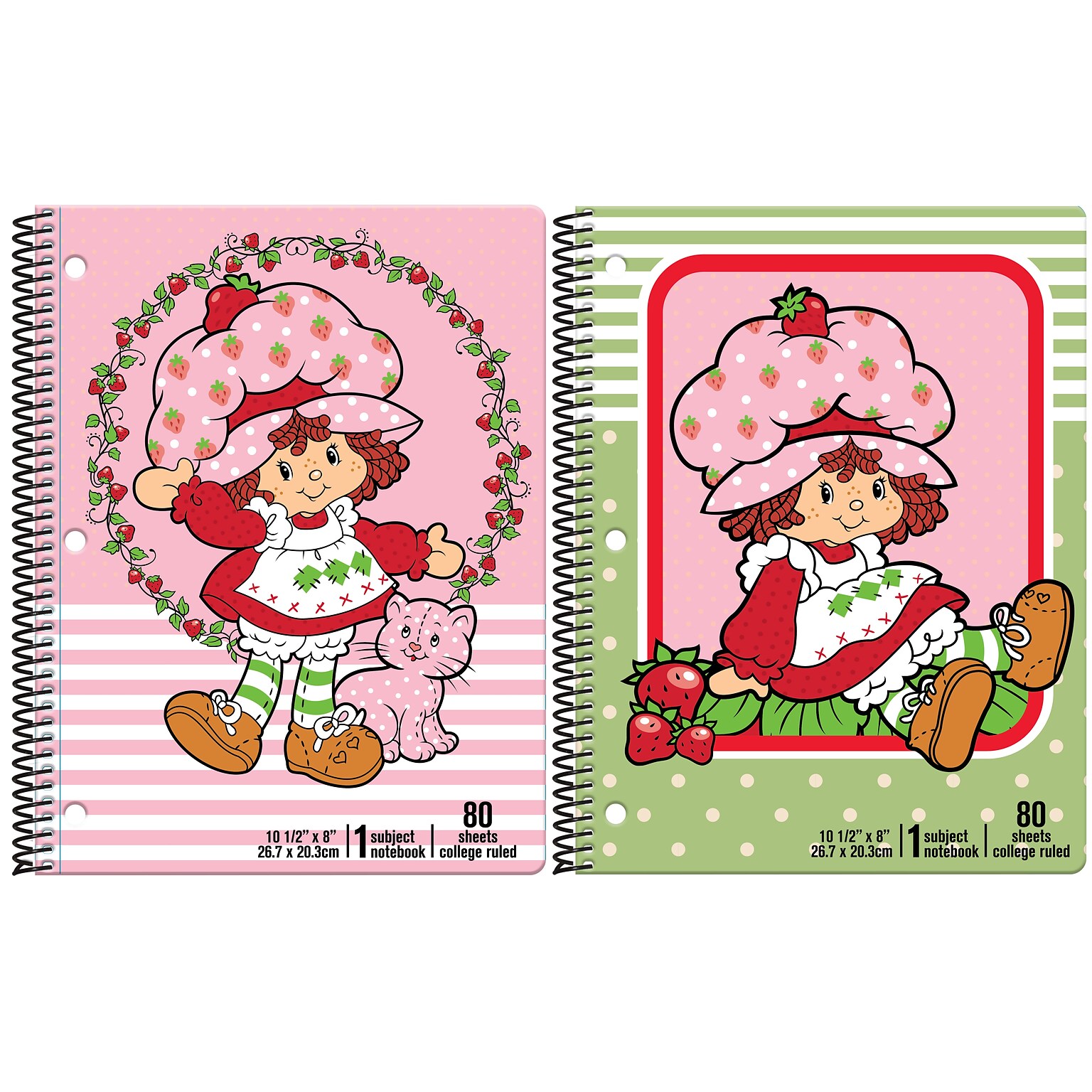 Inkology Strawberry Shortcake 1-Subject Notebooks, College Ruled, Assorted Colors (INK-47069-12PDQ)