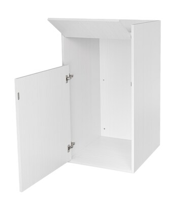 Alpine Industries Wood Trash Can Enclosure with Tray Top, 40 Gallon, White, 2/Pack (476-WHI-2PK)