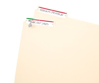 Avery Easy Peel Laser/Inkjet File Folder Labels, 2/3" x 3-7/16", White/Red, 252 Labels/Pack (5201)