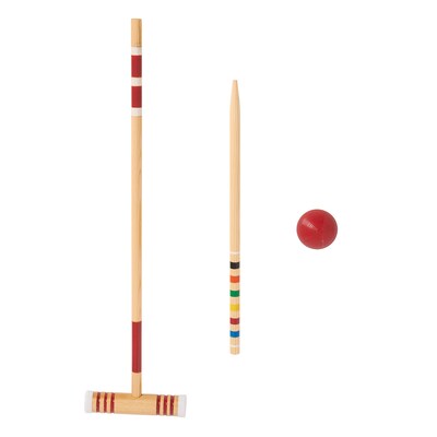 YardGames Wooden Croquet Lawn Game, Assorted Colors (CROQUET-001)