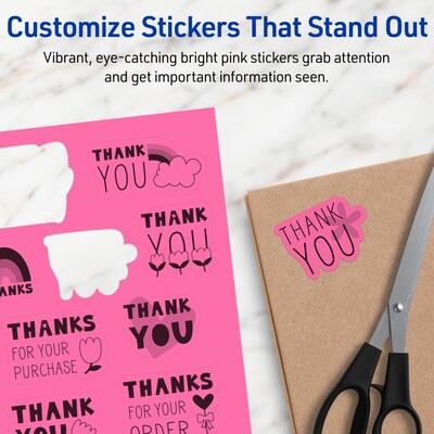 Avery Laser/Inkjet Rectangle Multipurpose Labels, 8.5" x 11", Bright Pink, 20/Pack (94269)