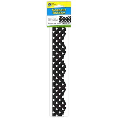 Teacher Created Resources Magnetic Borders, Black Polka Dots, 24' x 1.5", 12/Pack (TCR77124)