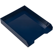 JAM PAPER Stackable Paper Trays, Navy Blue, Desktop Document, Letter, & File Organizer Tray, 2/Pack