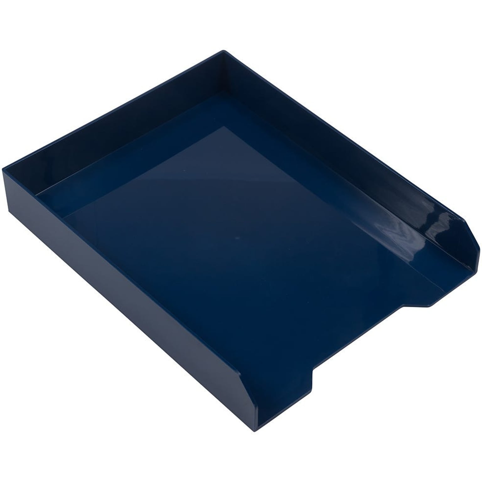 JAM PAPER Stackable Paper Trays, Navy Blue, Desktop Document, Letter, & File Organizer Tray, 2/Pack (344naas)