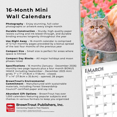 2026 BrownTrout Kittens & Puppies 7" x 7" Monthly Wall Calendar (9798330704095)