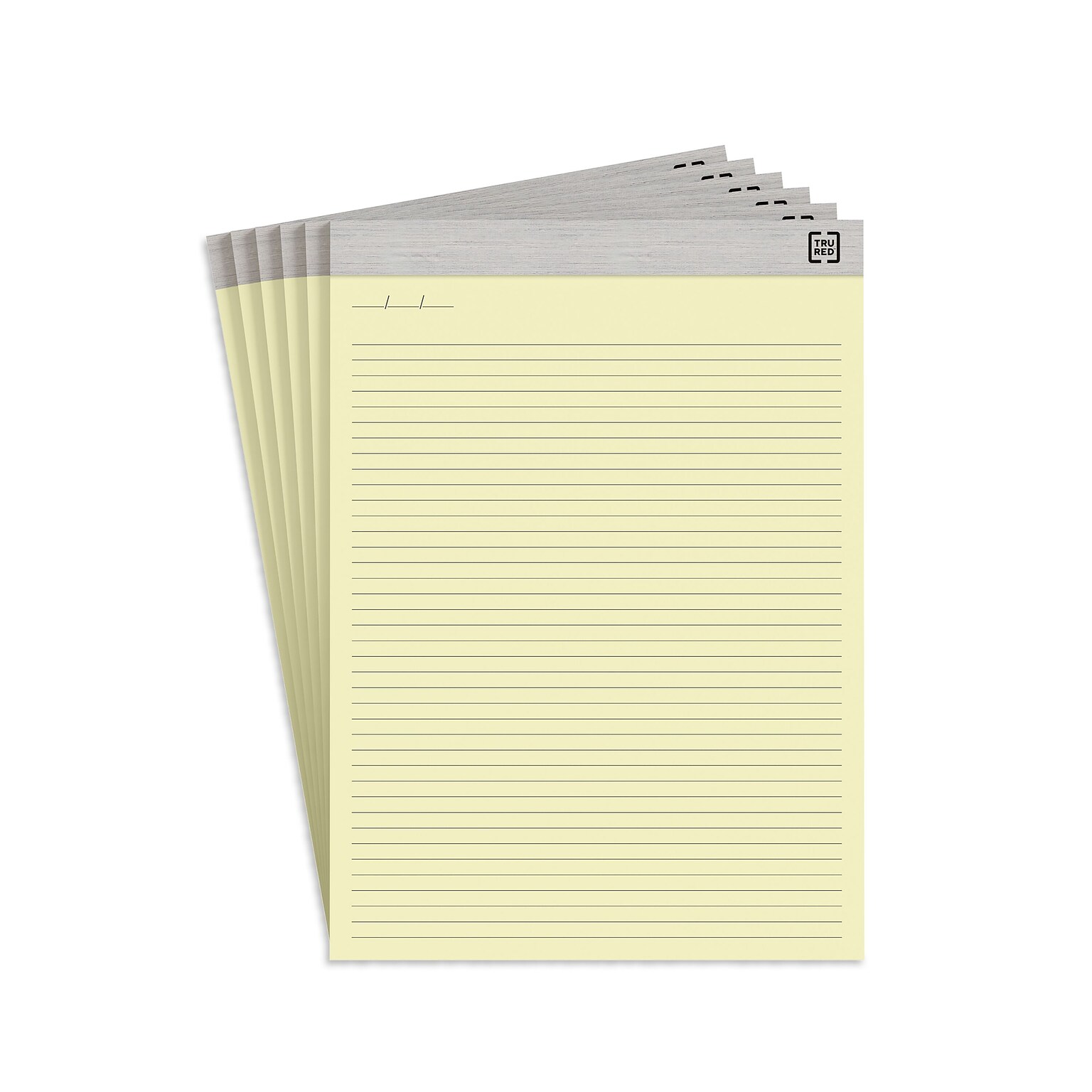 TRU RED Notepads, 8.5 x 11.75, Narrow Ruled, Canary, 50 Sheets/Pad, 6 Pads/Pack (TR57377)