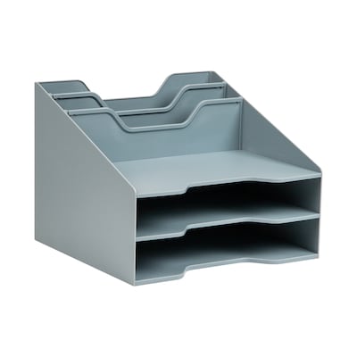 Mind Reader 5-Compartment Plastic Desk Tray, Gray (ANCHBOX5-GRY)
