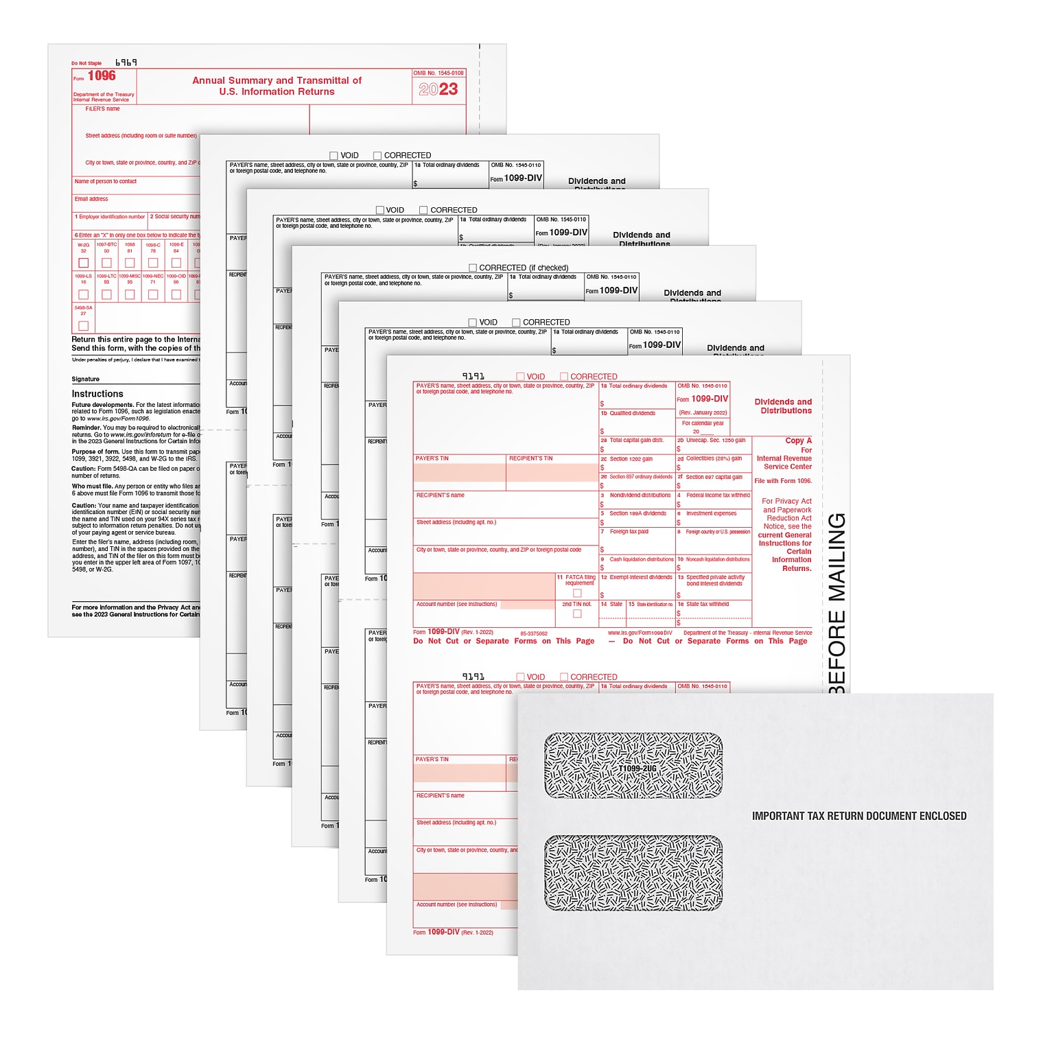 TOPS 2023 1099-DIV Tax Form, 5-Part, 100/Pack (LDIV4KIT-S)