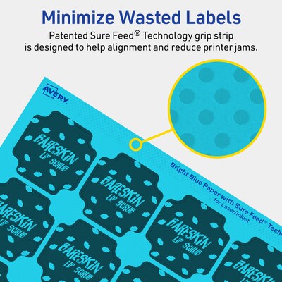 Avery Square Decorative Edge Multipurpose Labels, 1-5/8" x 1-5/8", Bright Blue, 400/Pack (94110)
