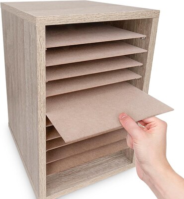 AdirOffice 500 Series 11-Compartment Literature Organizers, 10.75" x 11.75", Medium Oak, 2/Pack (500-11-MEO-2PK)