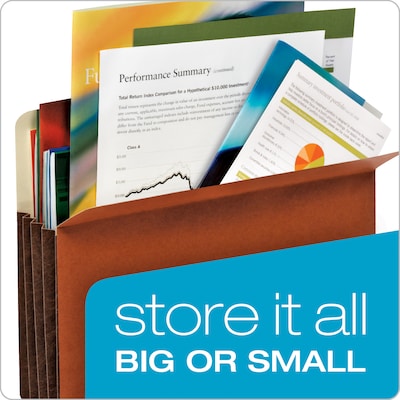 Pendaflex Reinforced File Pocket, 3 1/2" Expansion, Legal Size, Brown, 10/Box (64264)