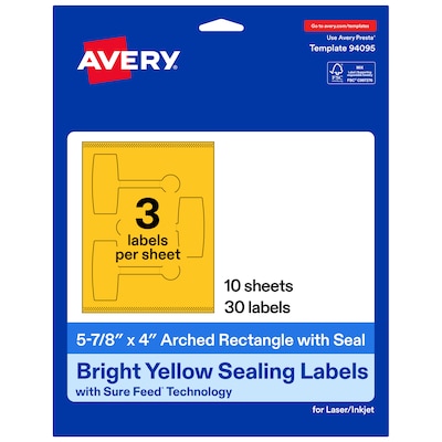 Avery Laser/Inkjet Sealing Labels, 5-7/8 x 4, Bright Yellow, 30 Labels/Pack (19479370788)