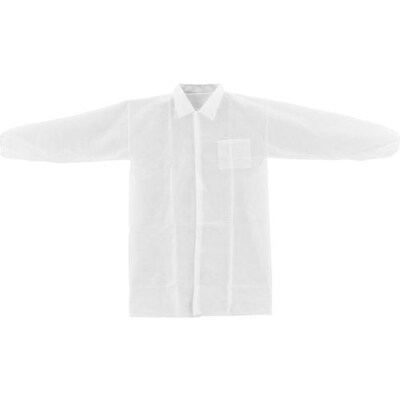Global Industrial Disposable Polypropylene Lab Coat, Elastic Wrists, Medium, 25/Case (708208M)