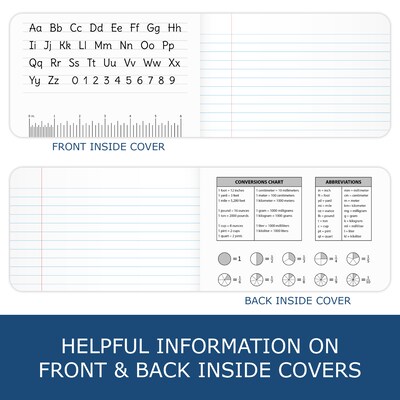 Roaring Spring Paper Products 1-Subject Junior Composition Notebooks, 7.5" x 4.875", Wide Ruled, 60 Sheets, Black (77122)