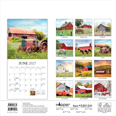 2027 BrownTrout Beckoning Barns 12 x 12 Monthly Wall Calendar (9781773728834)