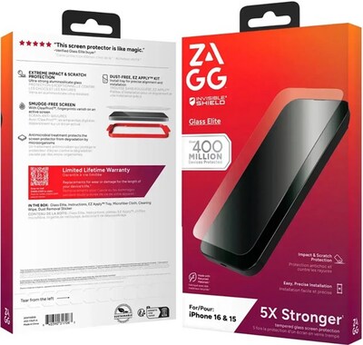 Zagg invisibleShield Glass Elite Anti-Glare Screen Protector for iPhone 16 (200114858)
