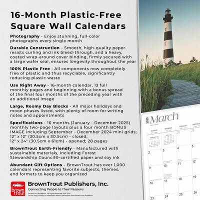 2025 BrownTrout Carolina Coast 12" x 12" Monthly  Wall Calendar (9781975474591)