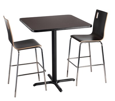 NPS CT Series 36" Square 42" Height Cafe Table, X Base, Black Frame/Mahogany Top (CT33636XBPBTMMY)