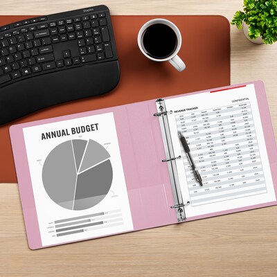 Staples Heavy Duty 1 1/2" 3-Ring View Binder, D-Ring, Light Pink (ST63092)